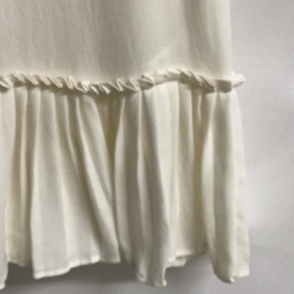 REBECCA TAYLOR Pleat Hem 100% Silk Tank White Size 6 - Picture 4 of 8